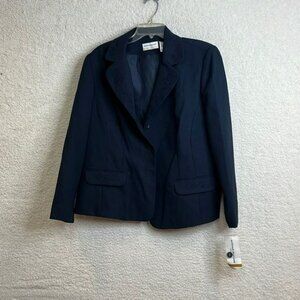 NWT Alfred Dunner Women Blue Suit Jacket Lined Pockets Embroidered 16W PLUS SIZE